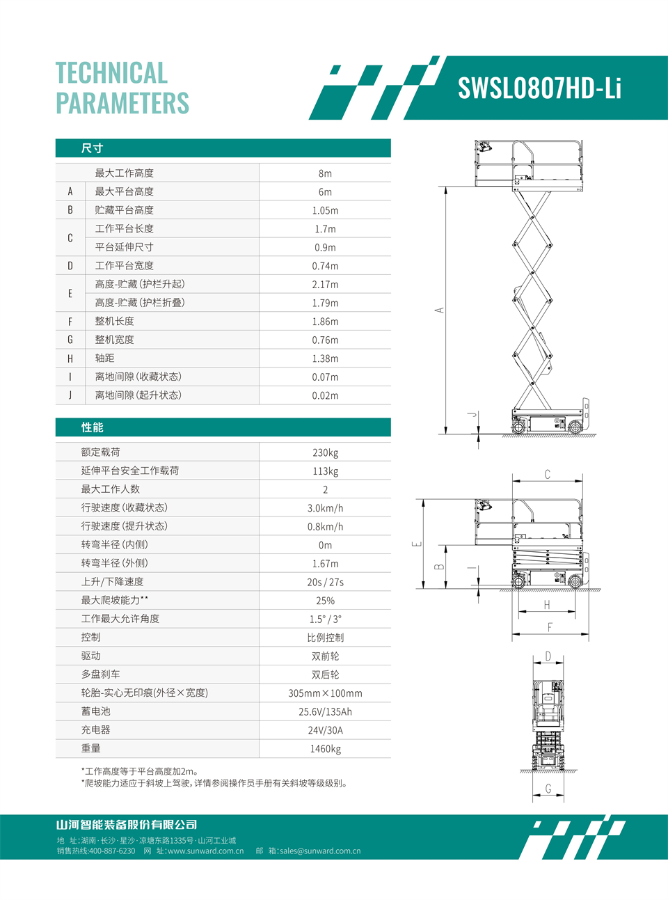 SWSL0807HD Li 電動電驅剪叉式高空作業(yè)平臺