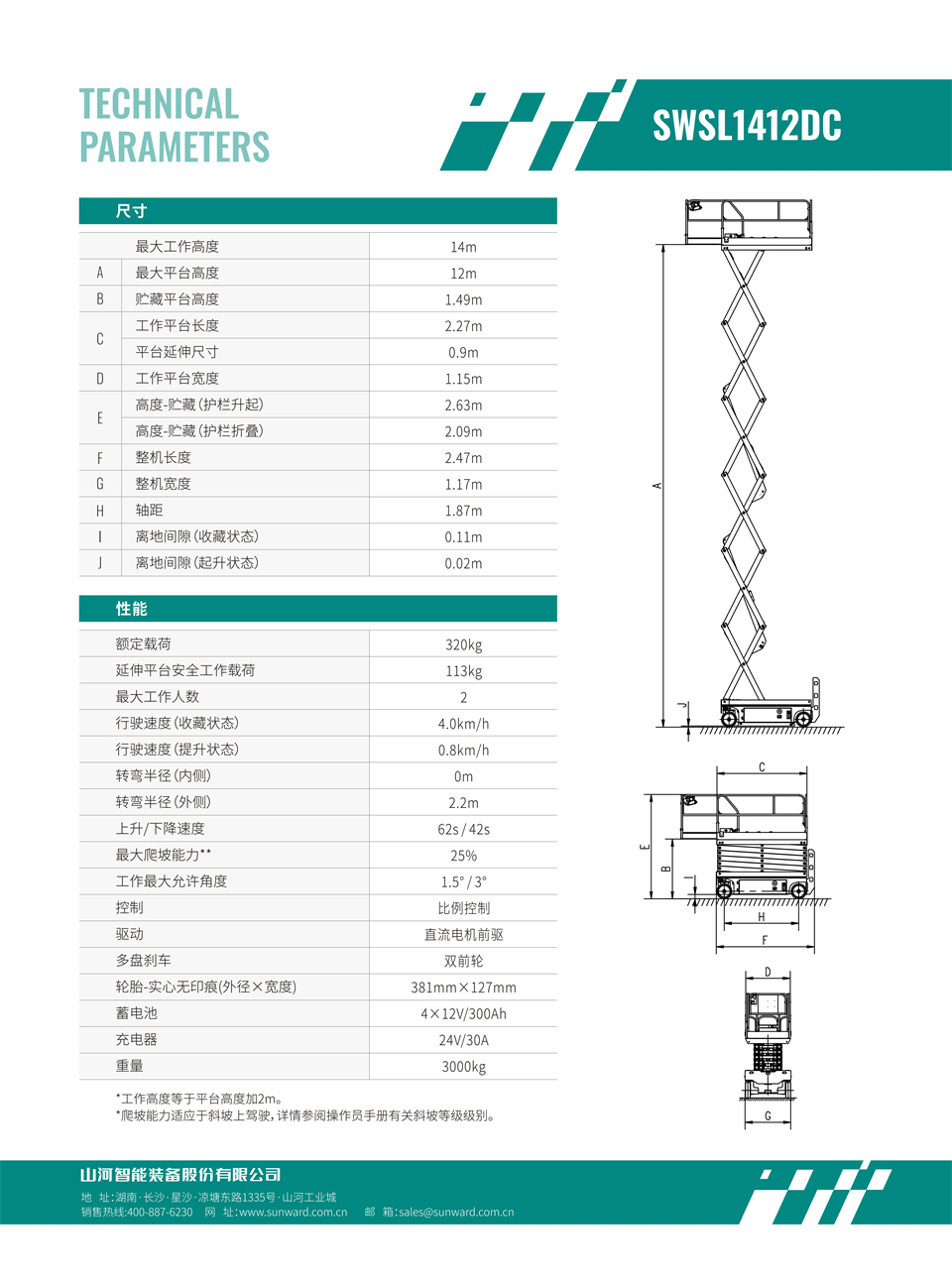 SWSL1412DC 電動電驅剪叉式高空作業(yè)平臺