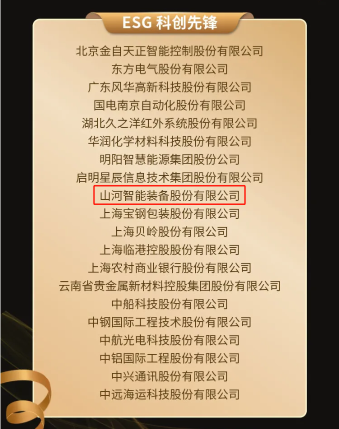 山河智能上榜“國有企業(yè)上市公司ESG·先鋒100指數”